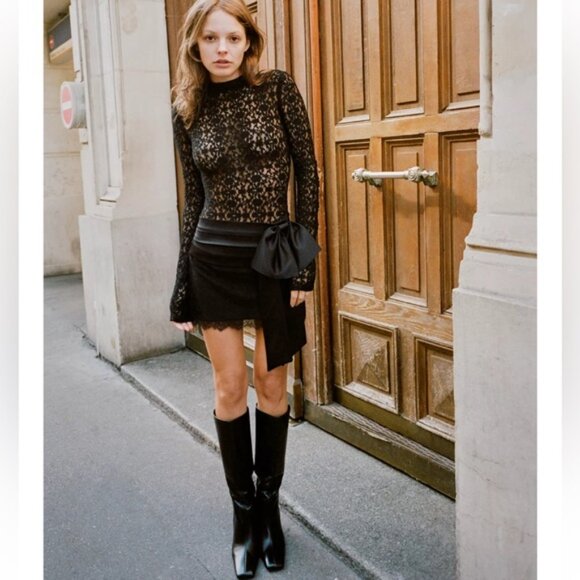 Zara COMBINATION LACE BOW MINI SKIRT - Picture 2 of 8